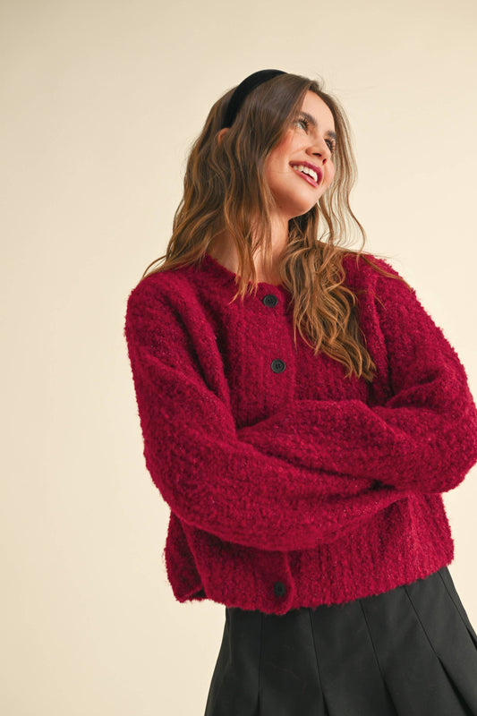 Jackie Sweater Cardigan in Cherry