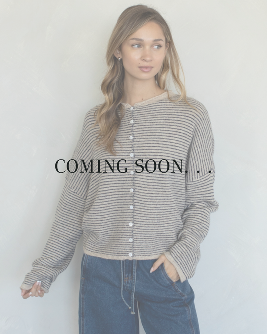Pinstripe Piper Cardigan in Natural