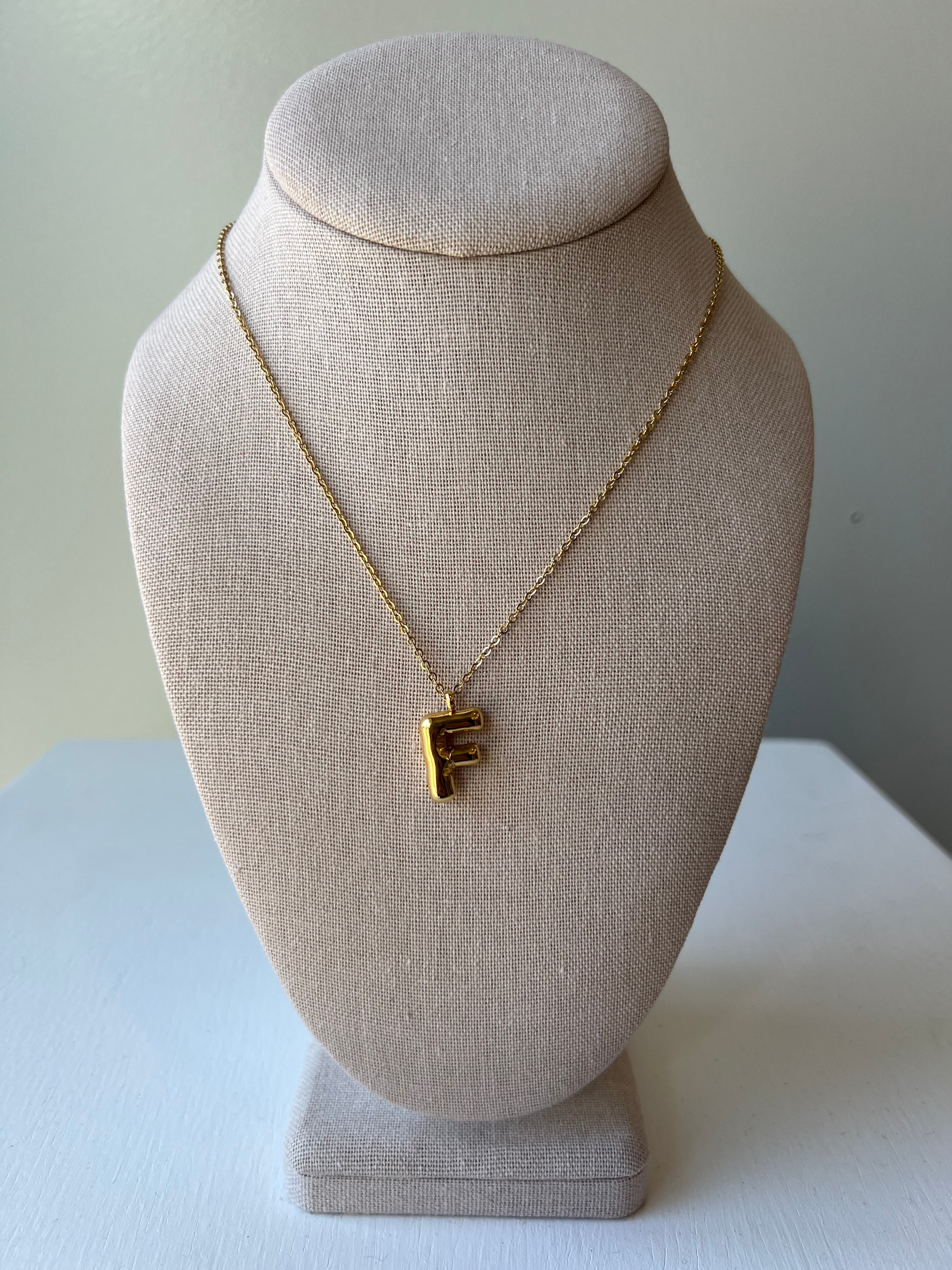 Bubble Letter Necklace in Gold