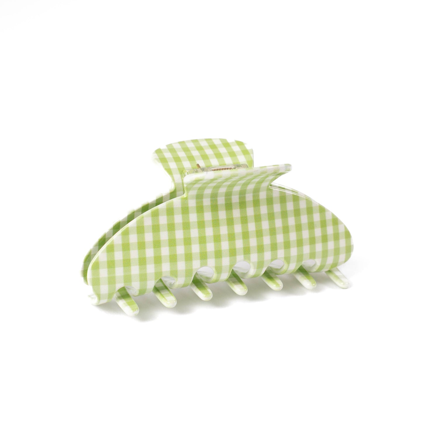 Green Gingham Claw Clip