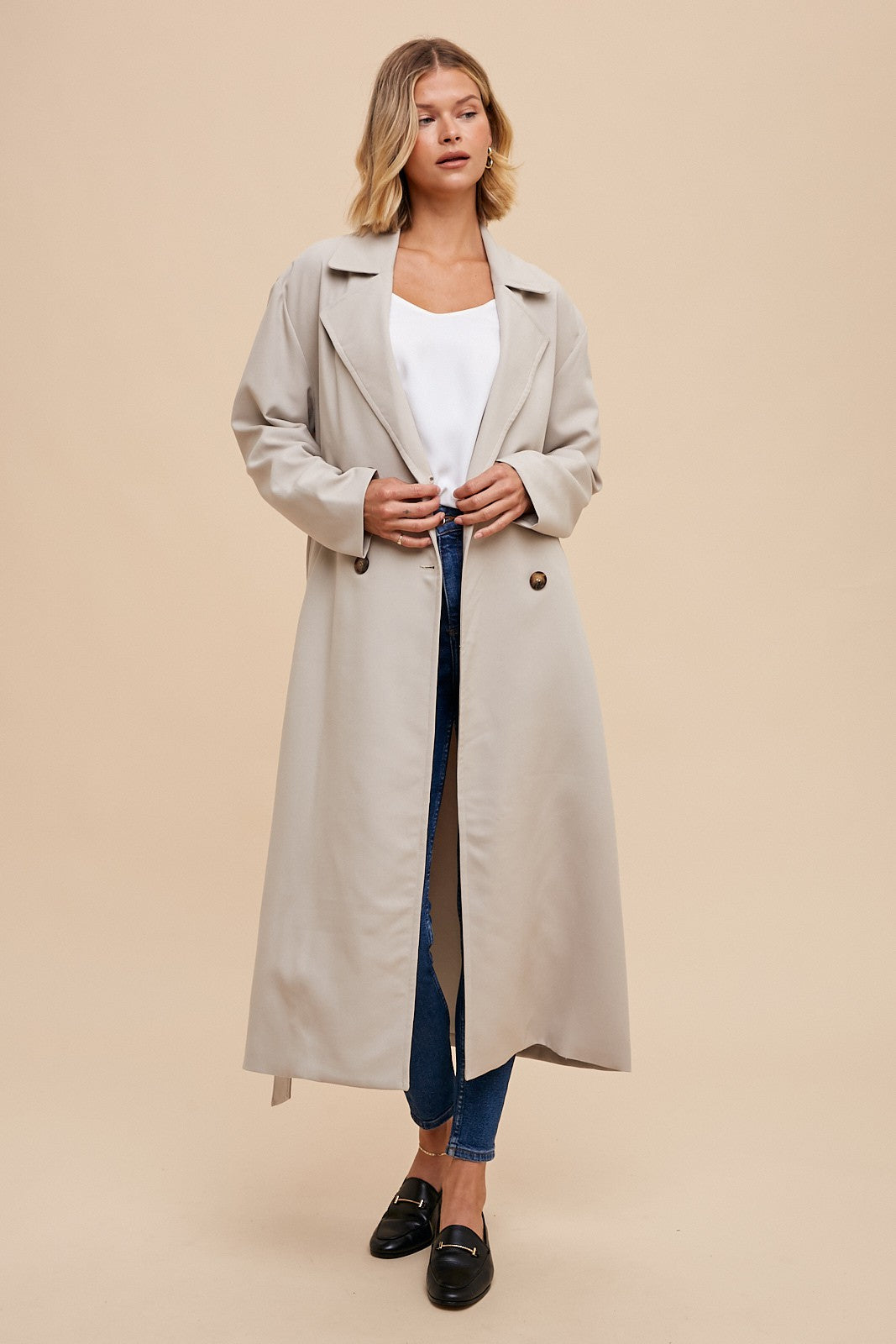 Double Breasted Trench in Beige