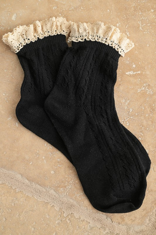 Crochet Trim Socks