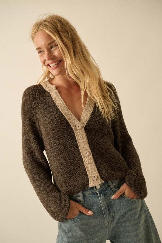 Kendall Cardigan in Charcoal Brown