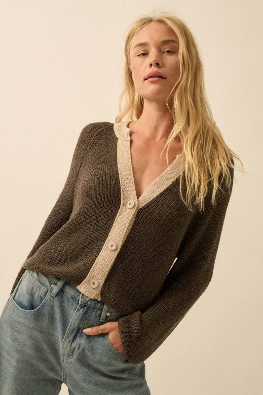 Kendall Cardigan in Charcoal Brown