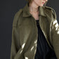 Suede Effect Bomber Jacket in Olive