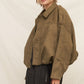 Suede Effect Bomber Jacket in Olive
