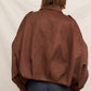 Suede Effect Bomber Jacket in Brown