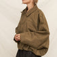 Suede Effect Bomber Jacket in Olive