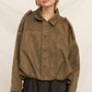 Suede Effect Bomber Jacket in Olive