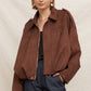 Suede Effect Bomber Jacket in Brown