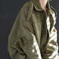 Suede Effect Bomber Jacket in Olive