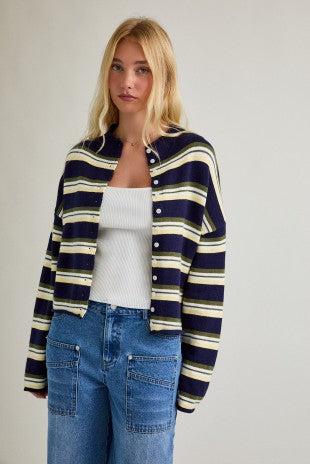 Navy Multi Stripe Cardigan