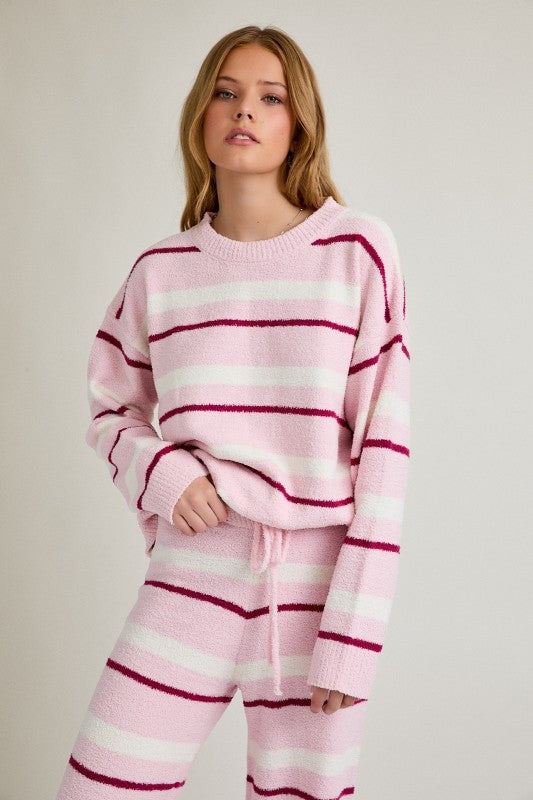 Heidi Pink Stripe Sweater