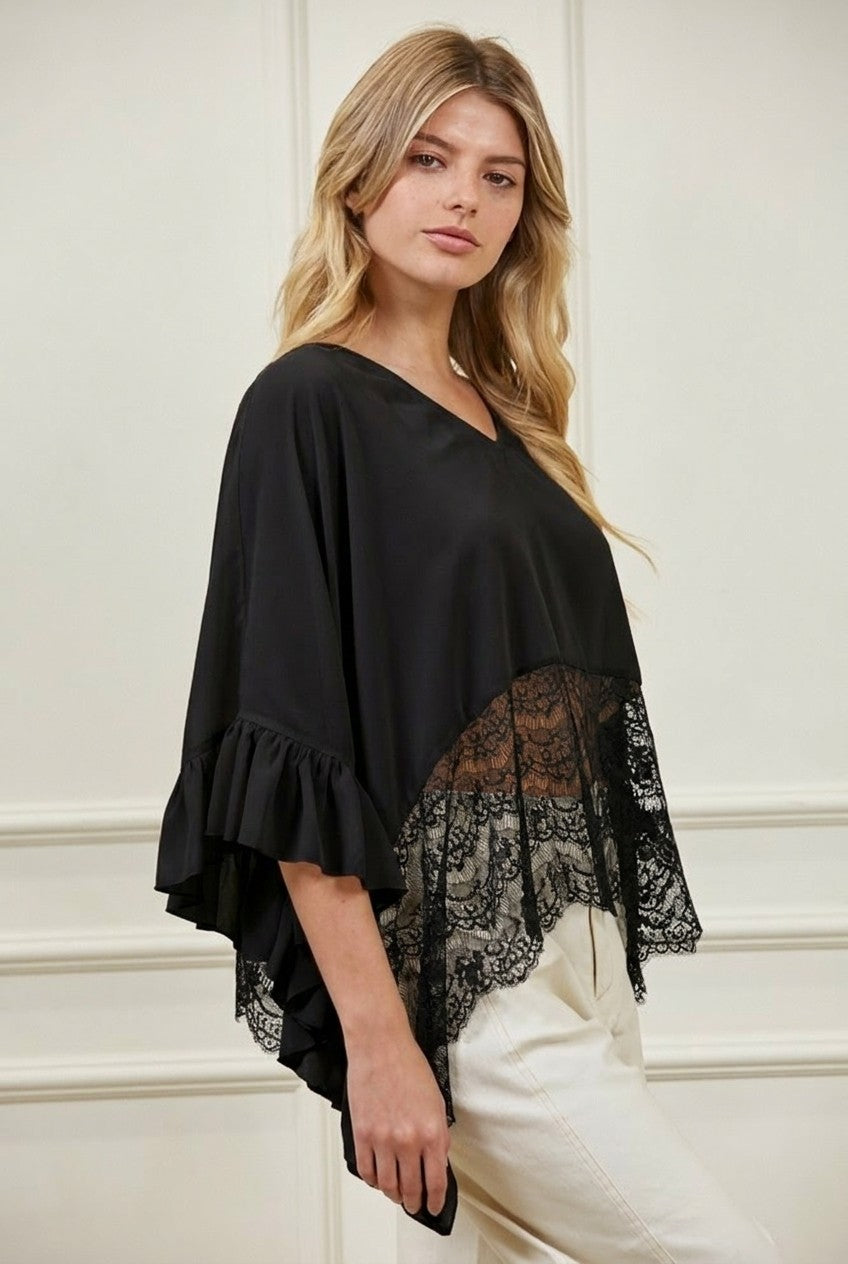Sheer Lace Pancho Top