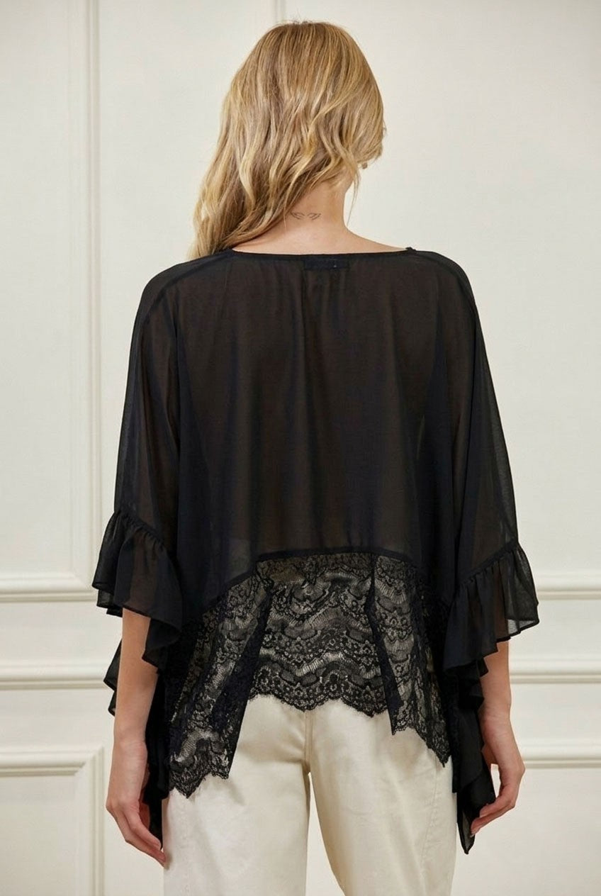Sheer Lace Pancho Top