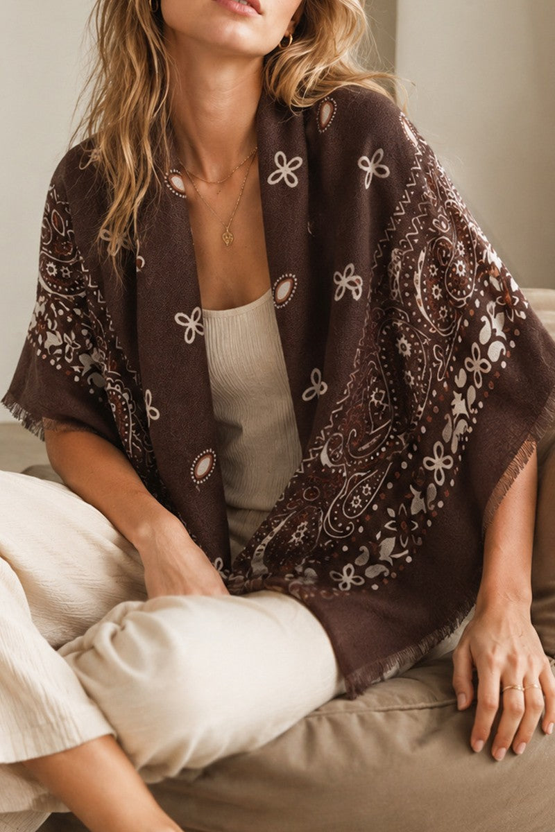 Brown Paisley Shawl Wrap