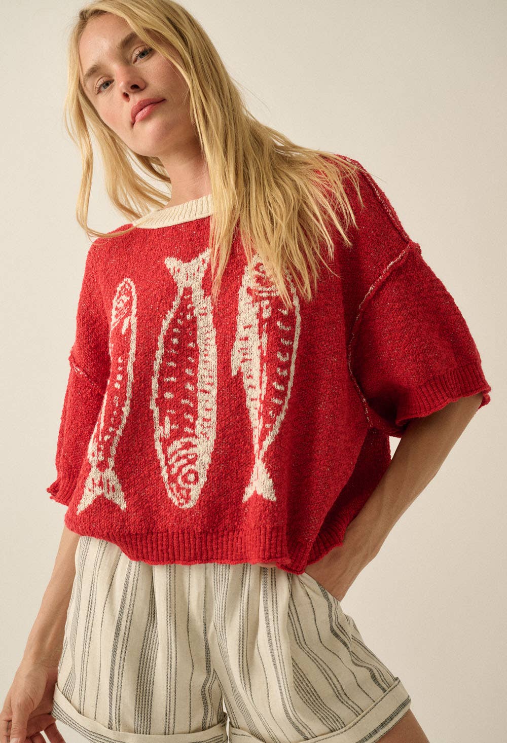 Fishes Textured Short Sleeve