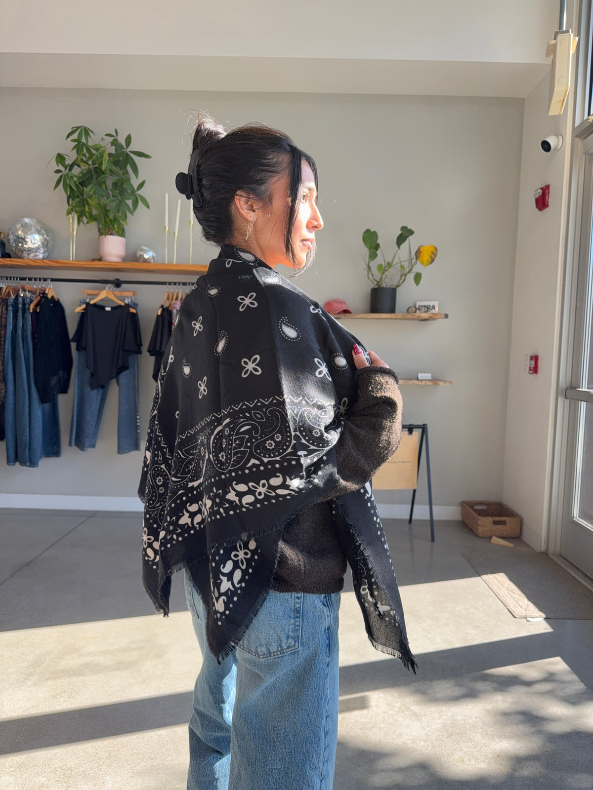 Black Paisley Shawl Wrap