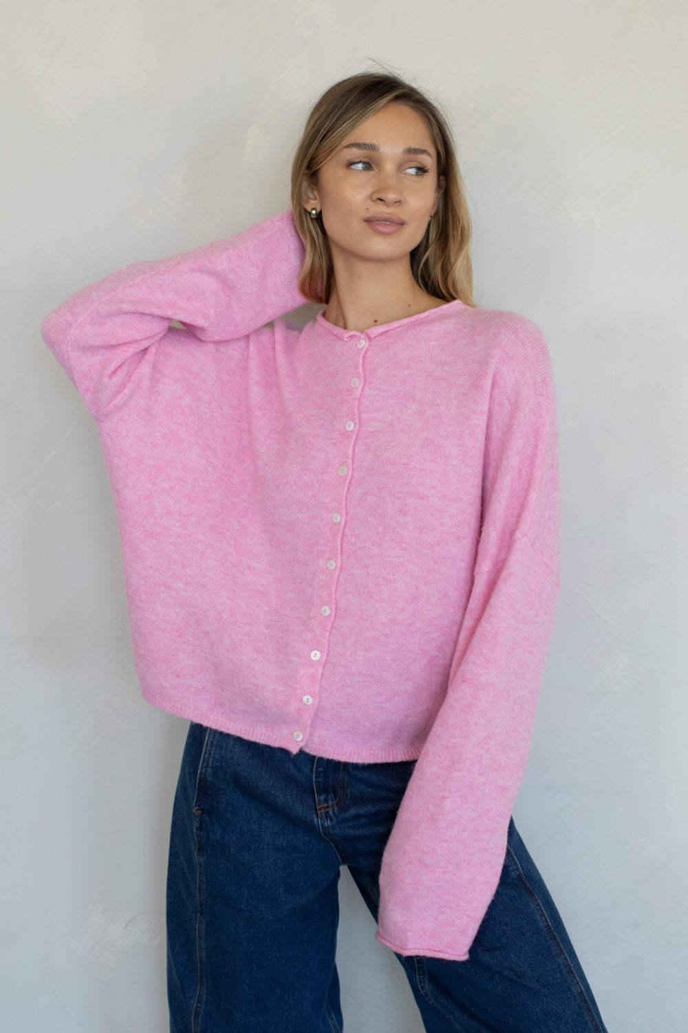 Piper Cardigan in Pale Pink