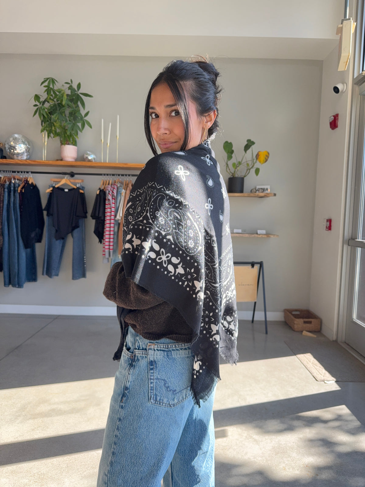 Black Paisley Shawl Wrap