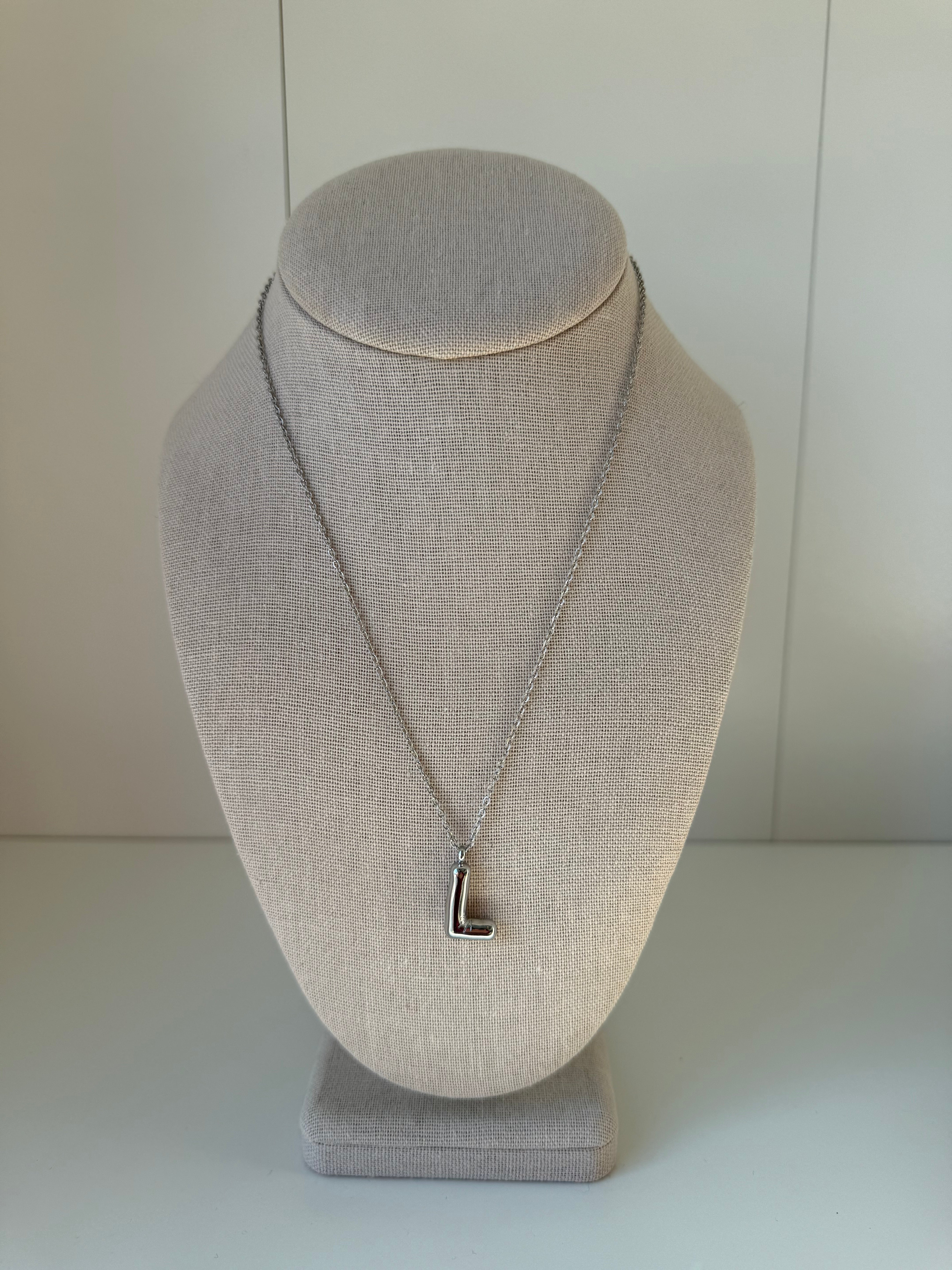 Bubble Letter Necklace in Silver