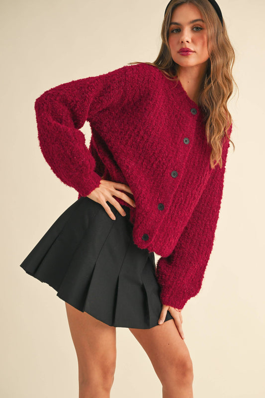 Jackie Sweater Cardigan in Cherry