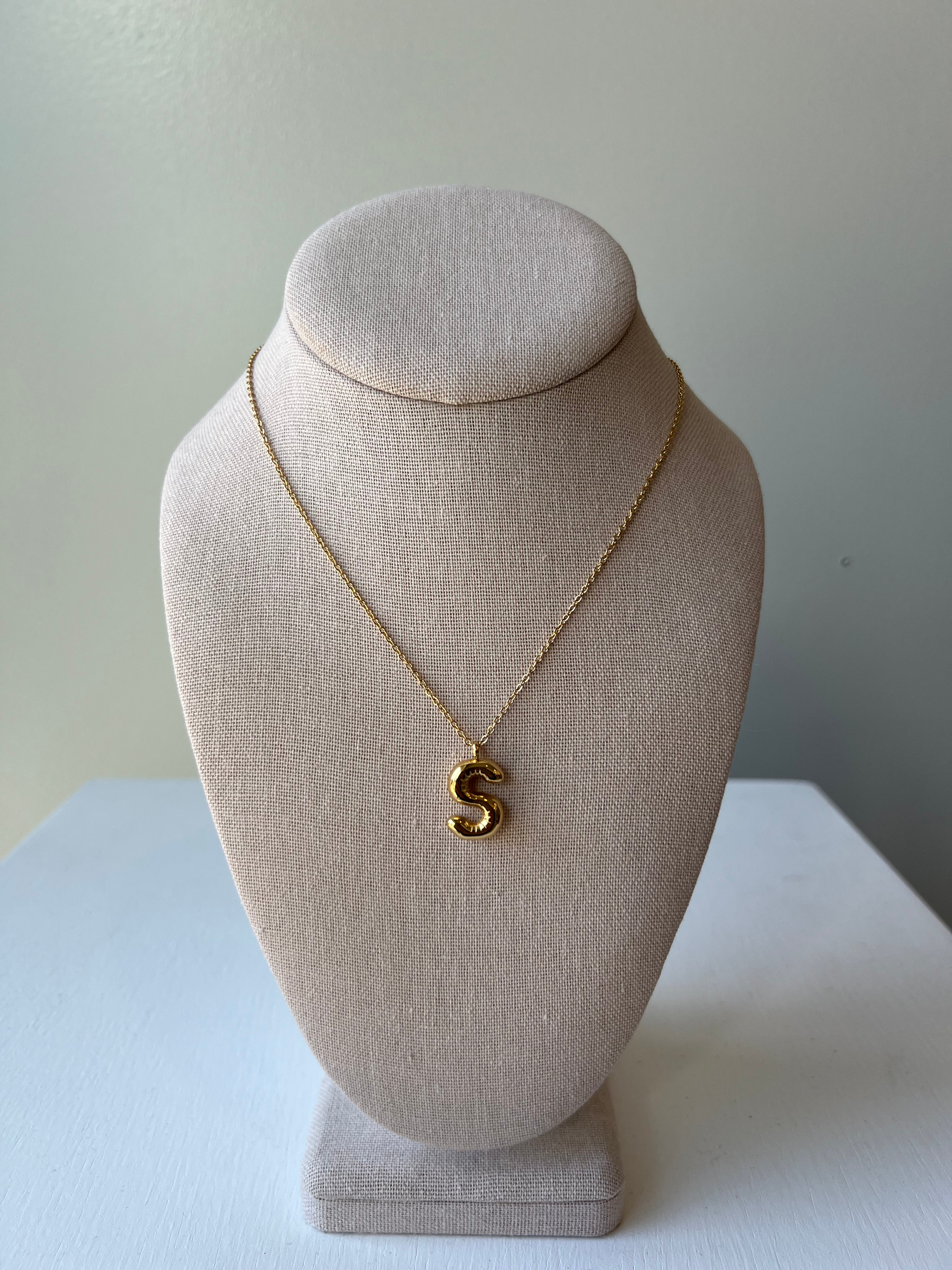 Bubble Letter Necklace in Gold