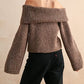 Tessa Off Shoulder Sweater in Brown