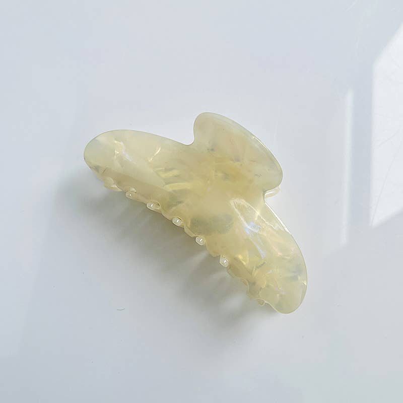 Milky White Glossy Marble Claw Clip