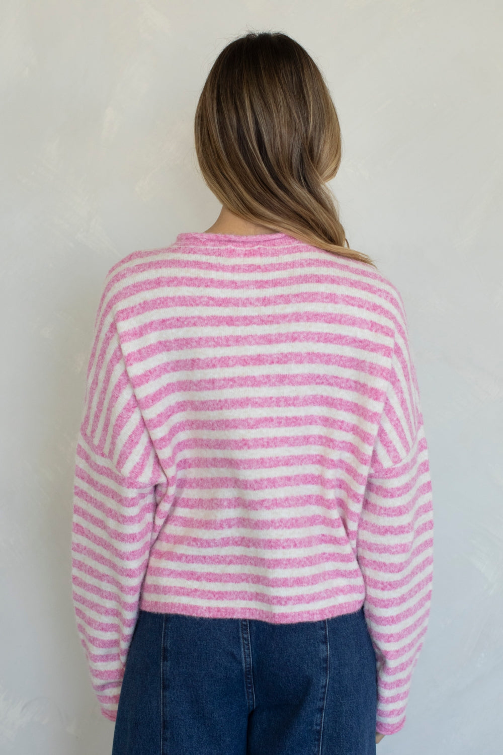 Stripe Piper Cardigan in Bubblegum