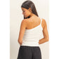 Steph One Shoulder Cami in White