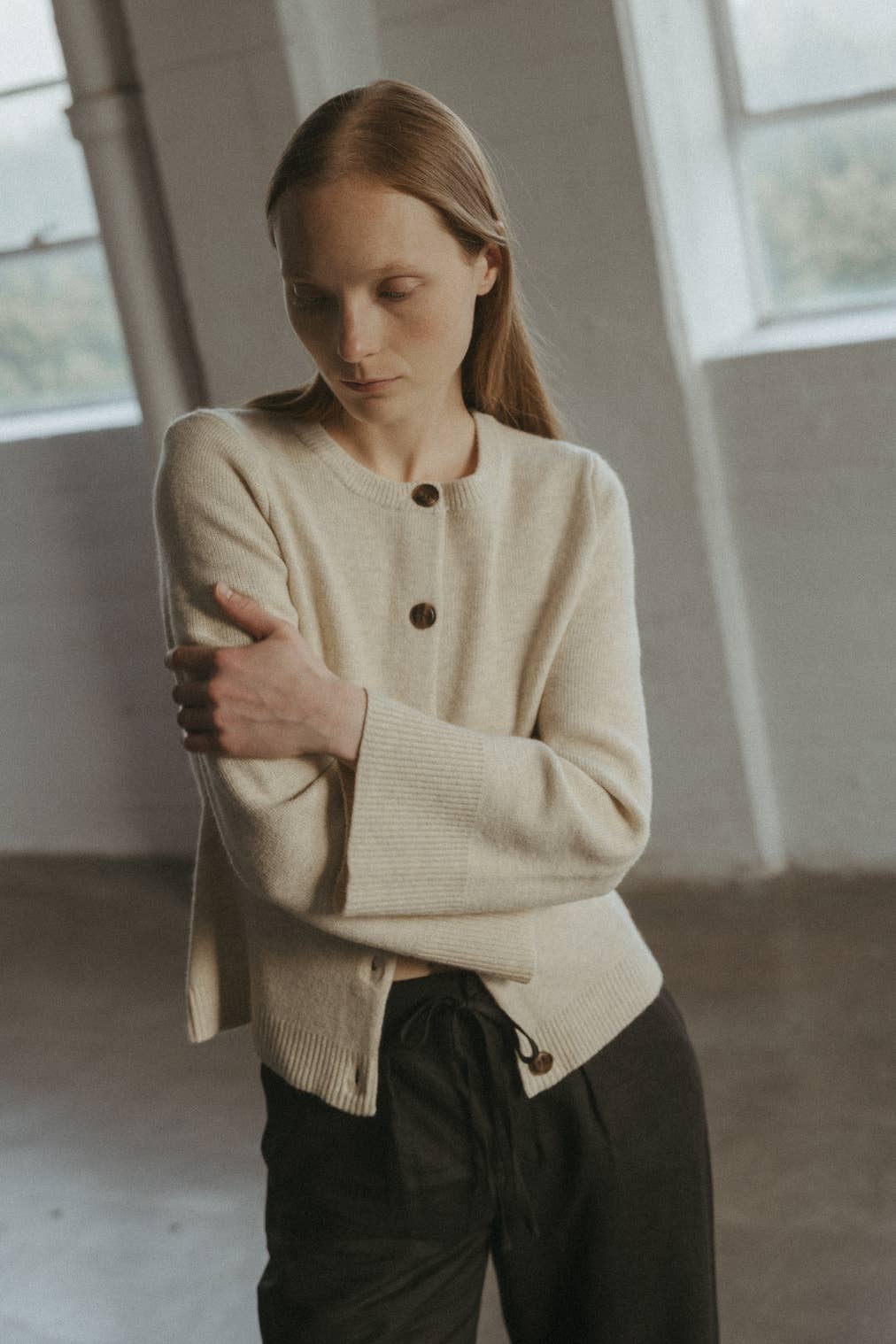 The Tyler Cardigan in Beige