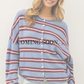 Varsity Stripe Piper Cardigan in Dusty Blue