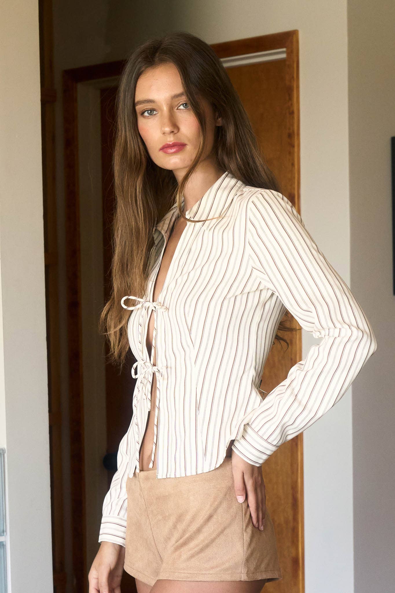 Stripe Collar Long Sleeve