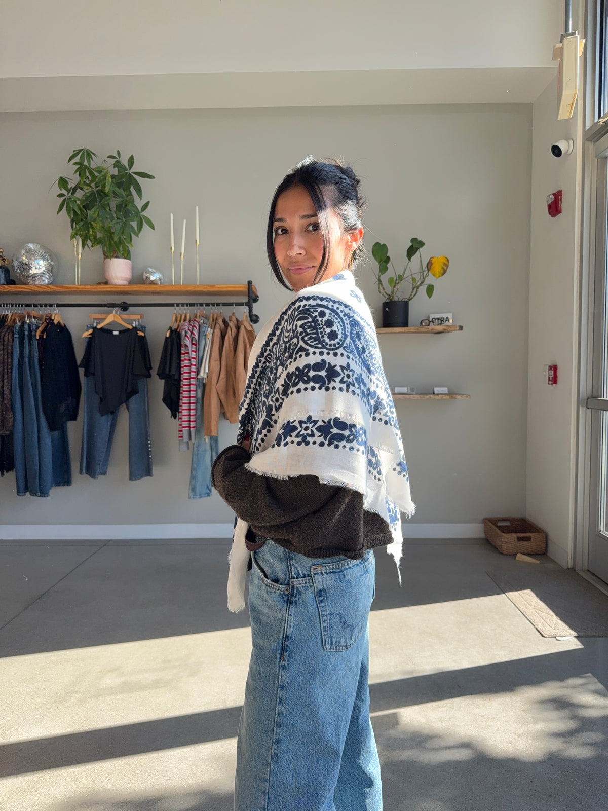 White Paisley Shawl Wrap