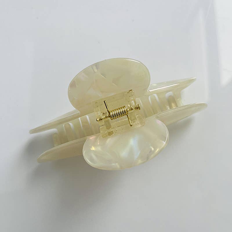 Milky White Glossy Marble Claw Clip