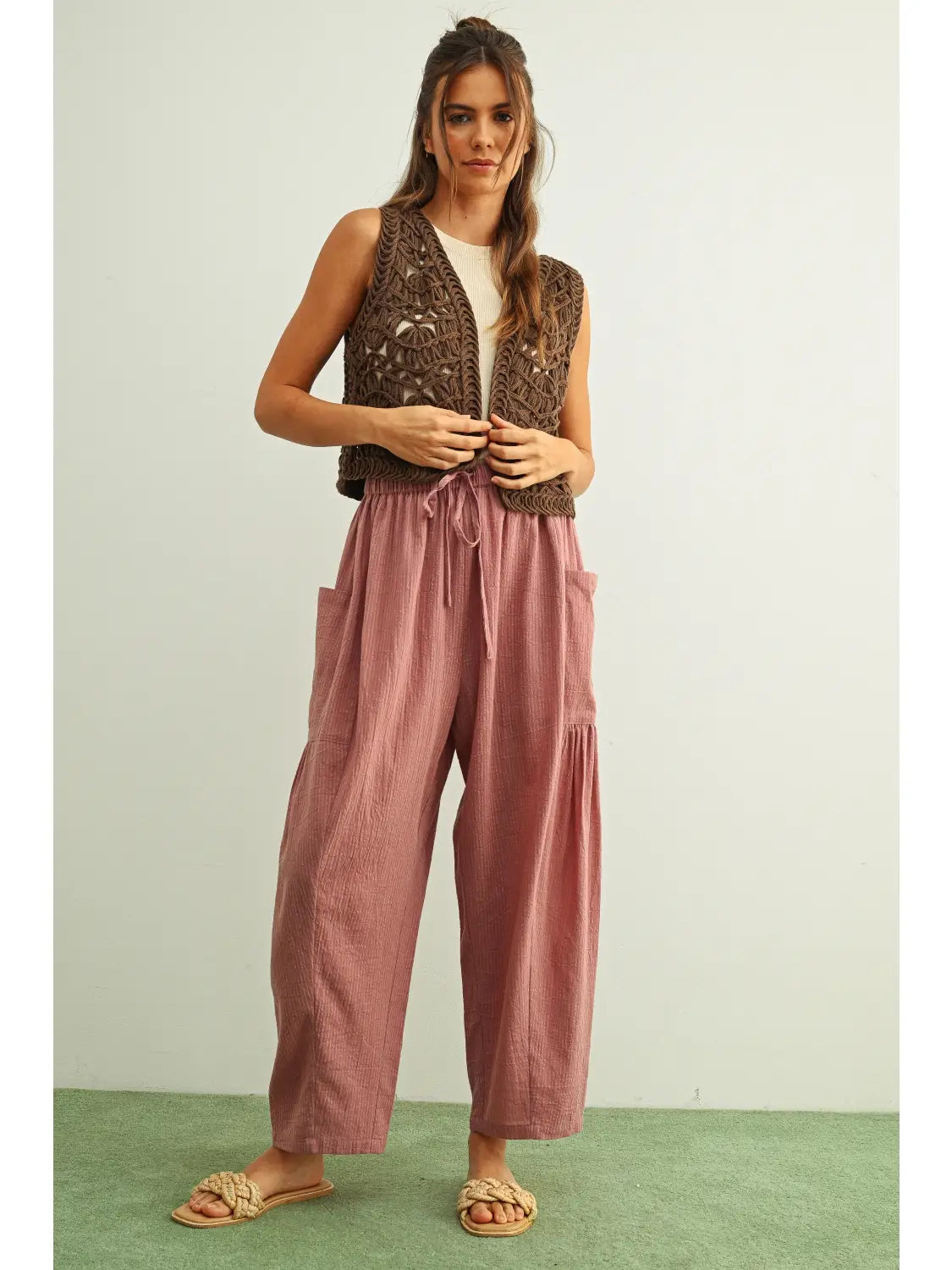 Pinstripe Loose Pocket Pants