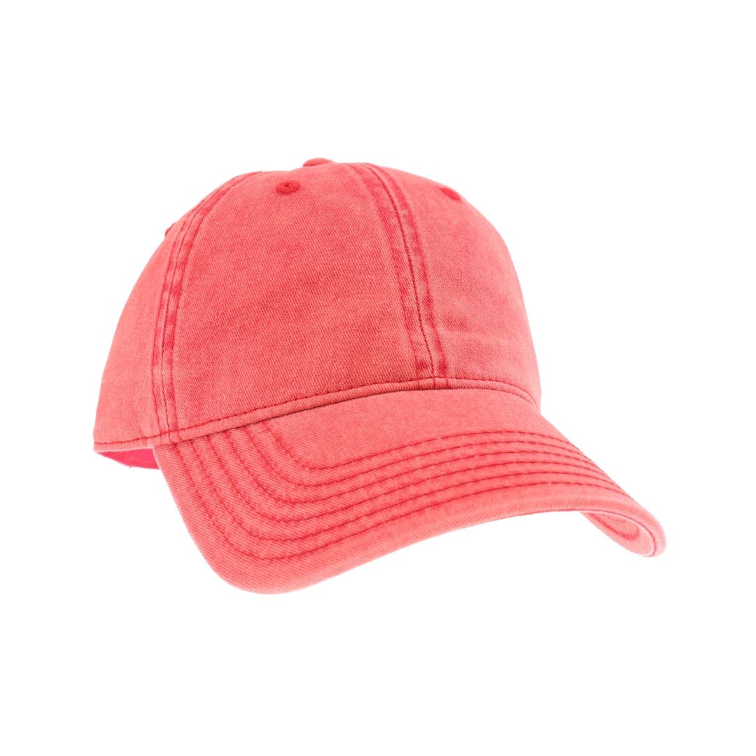 Acid Wash Ball Cap in Red