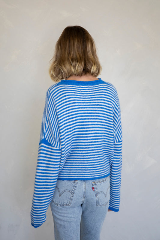 DROPS FRIDAY! Piper Cardigan Blue Stripe