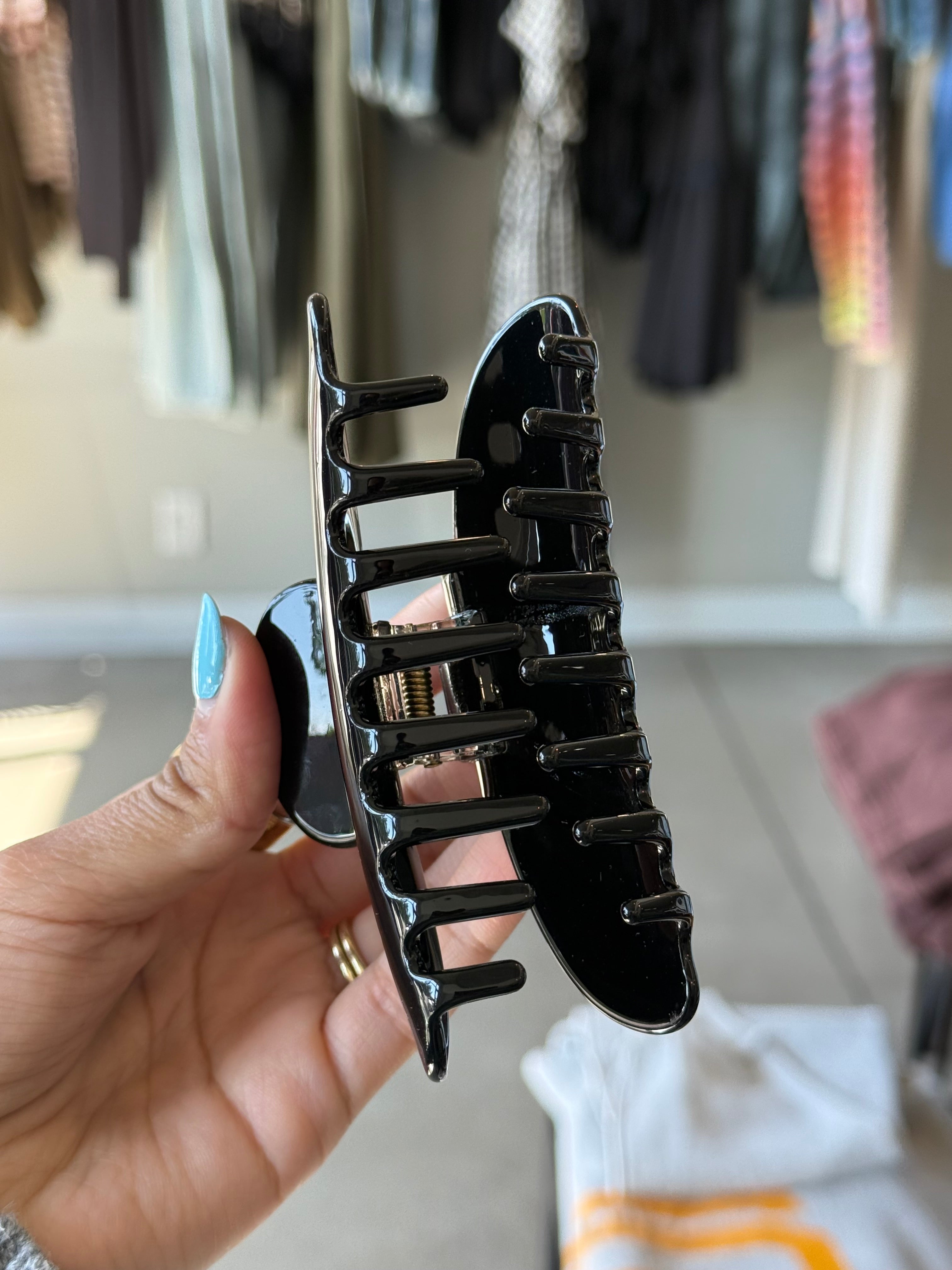 Black Glossy Marble Claw Clip