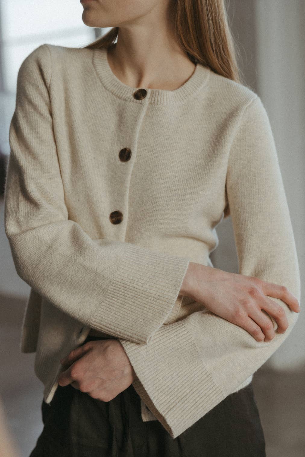 The Tyler Cardigan in Beige