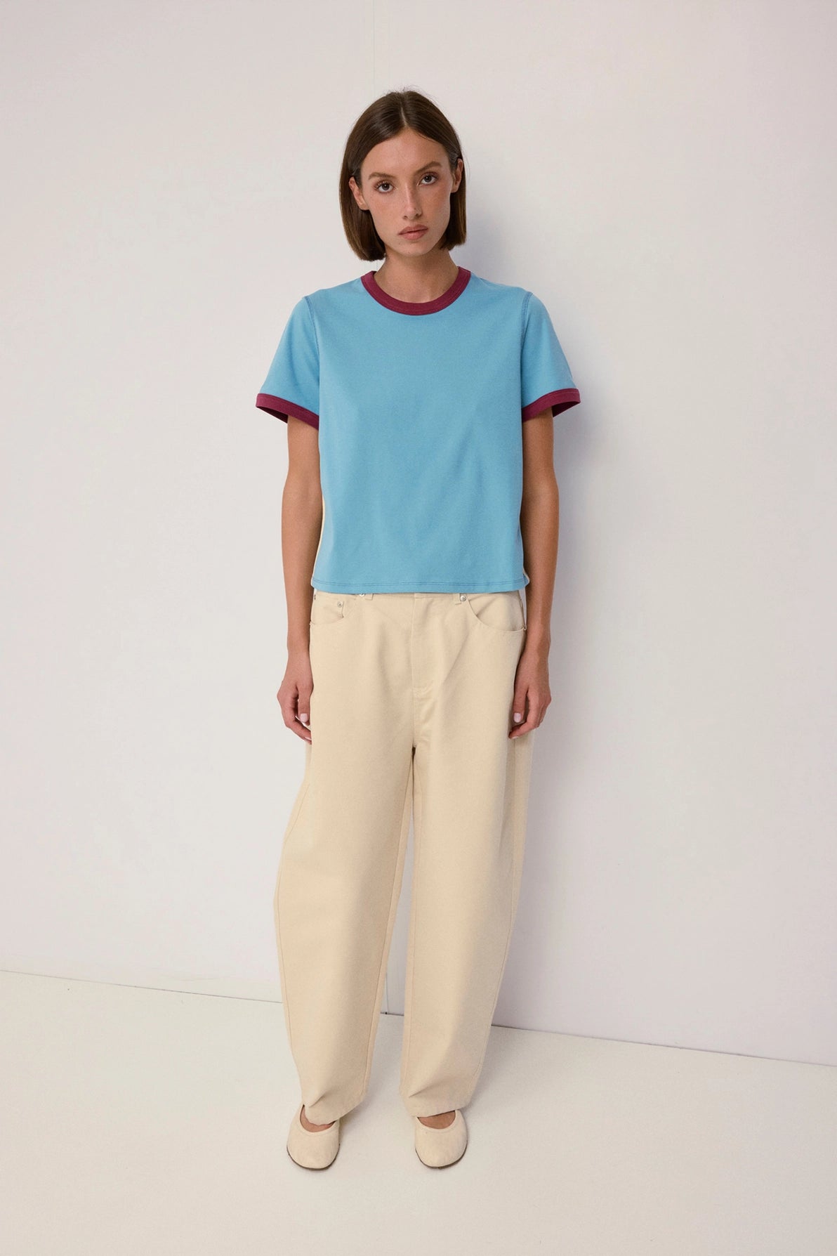 The Cait Tee in Blue Berry Cream