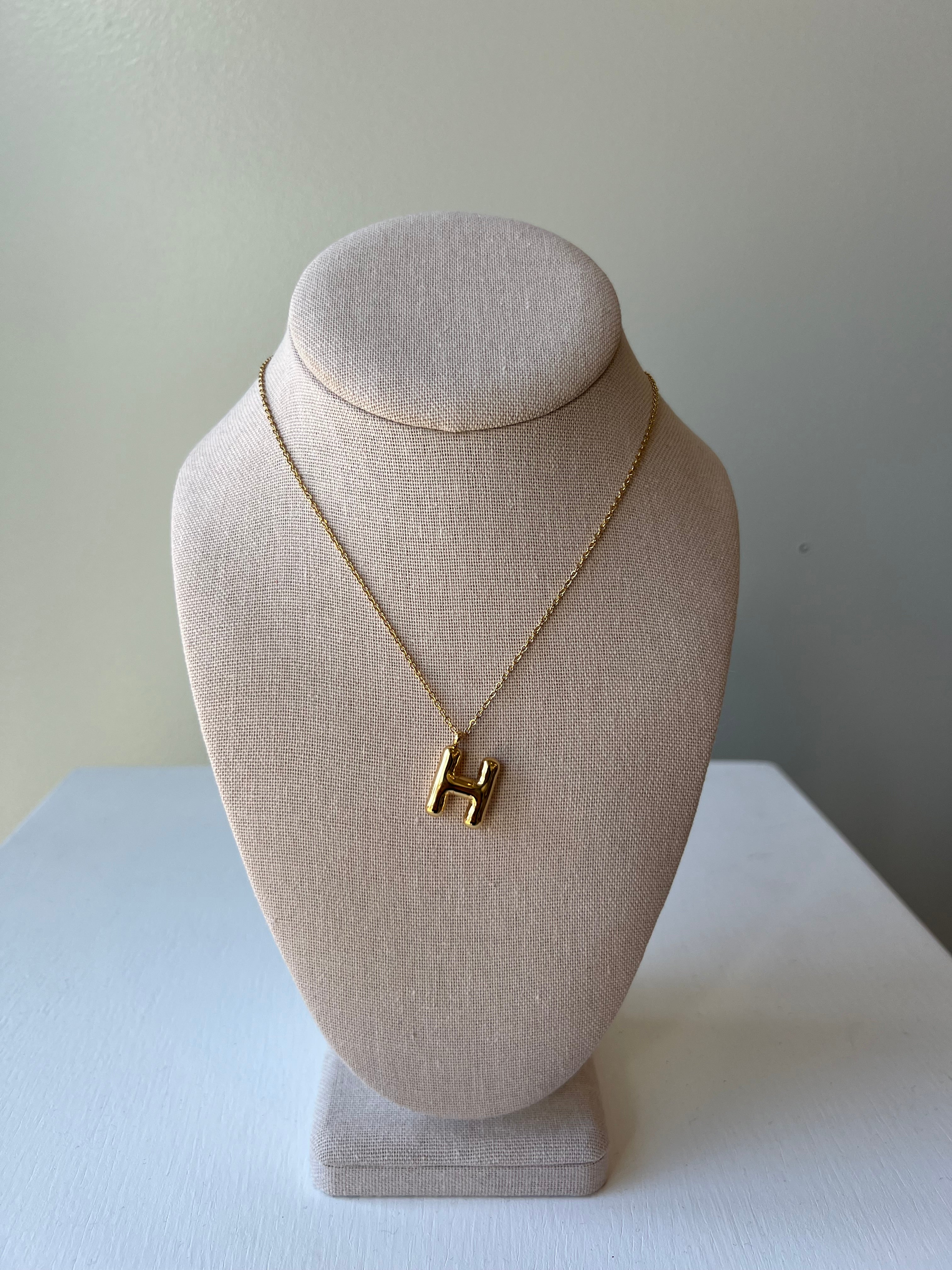 Bubble Letter Necklace in Gold