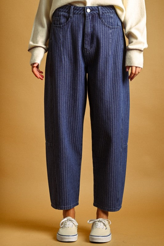 Pinstripe Denim Jeans