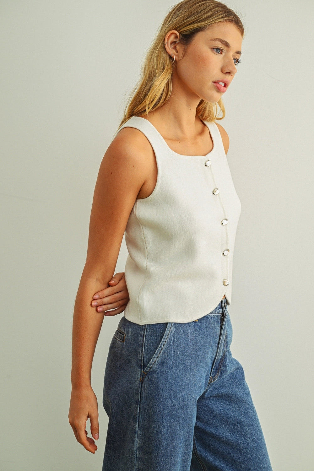 Macy Knitted Button Top