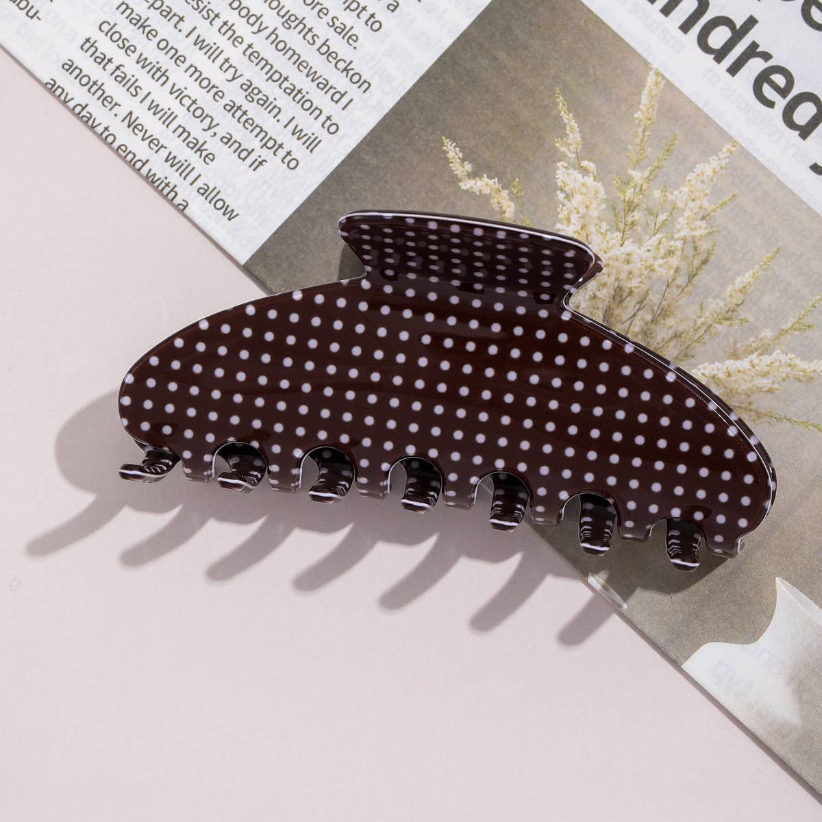Brown Polka Dot Claw Clip