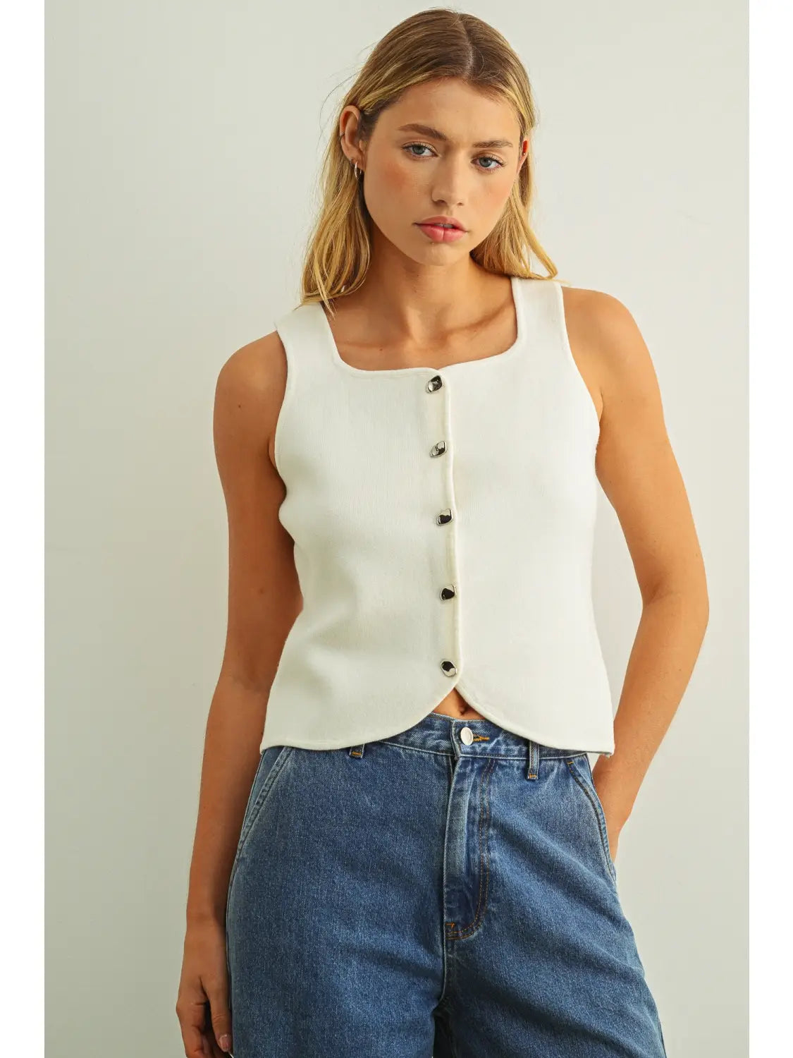 Macy Knitted Button Top