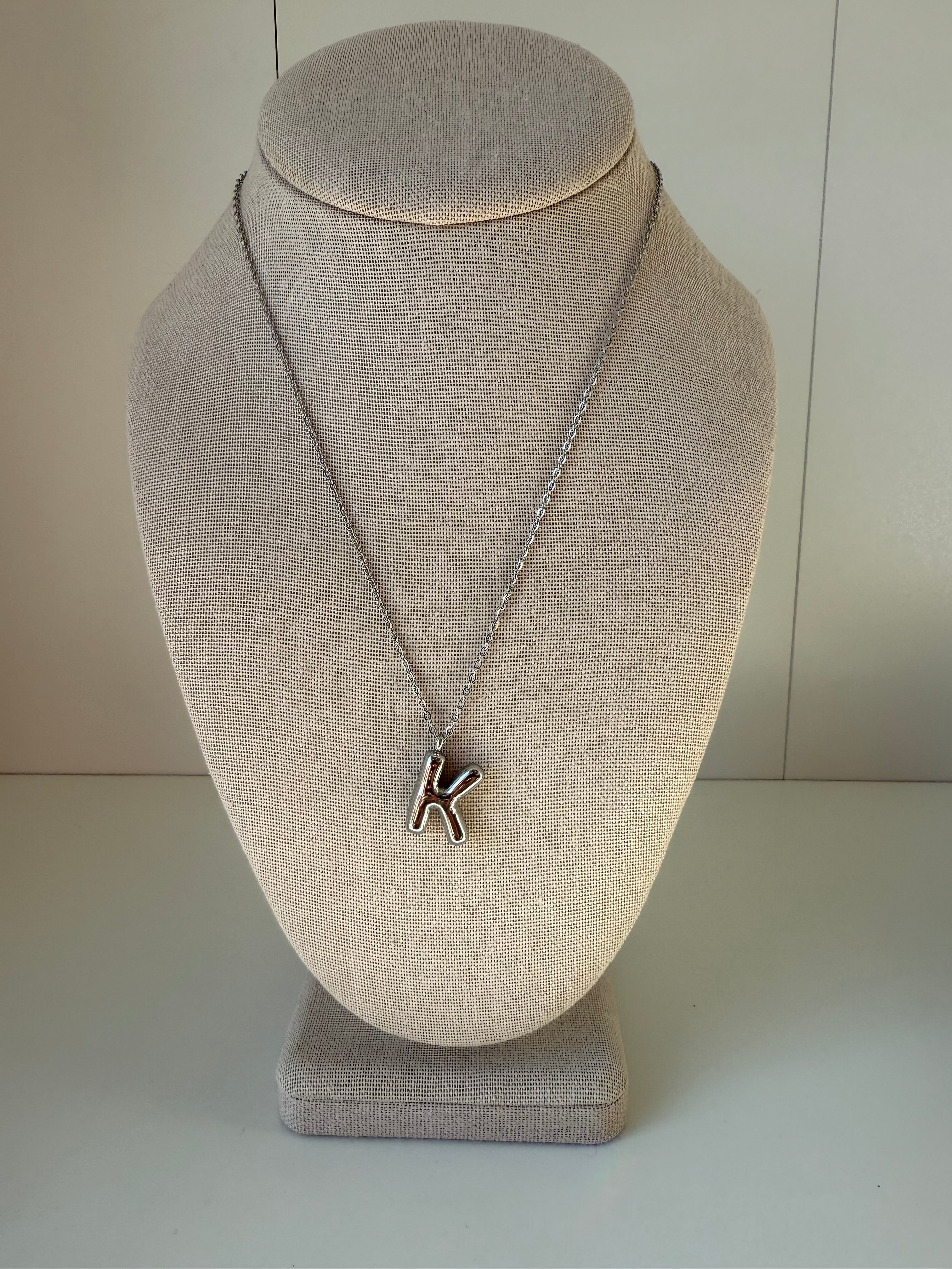 Bubble Letter Necklace in Silver