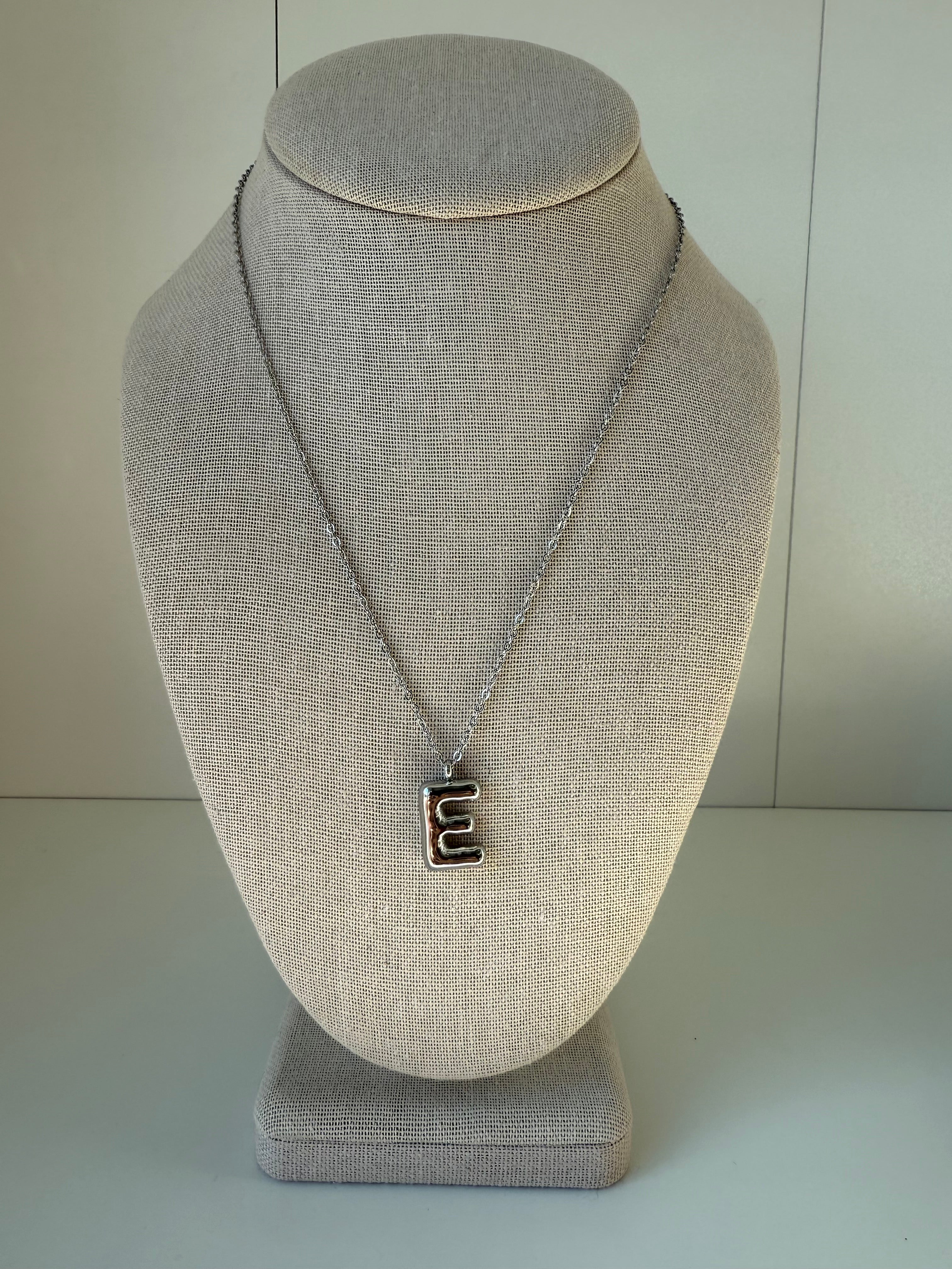 Bubble Letter Necklace in Silver