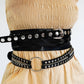 Black Suede Belt with Wide Studs